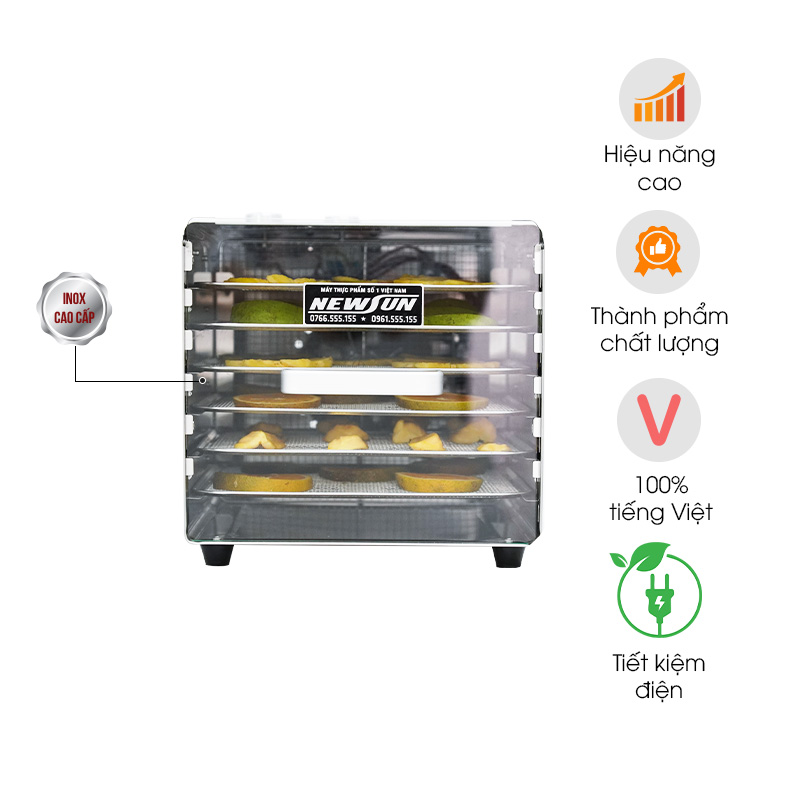 Máy sấy hoa quả hiệu năng cao mini 6 khay NEWSUN