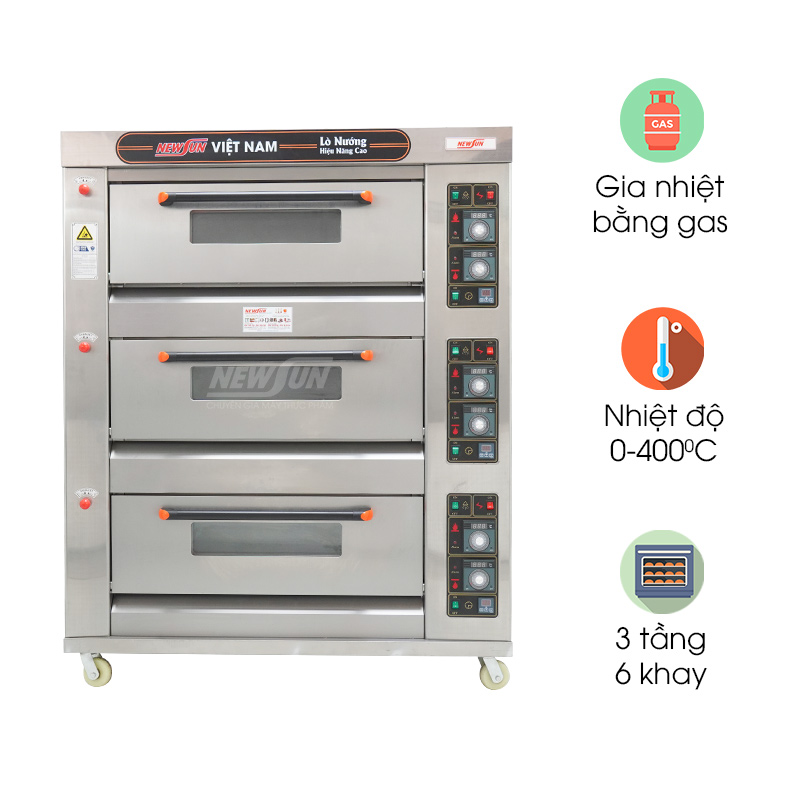 Lò nướng bánh NEWSUN 3 tầng 6 khay HLY-306 (Gas)
