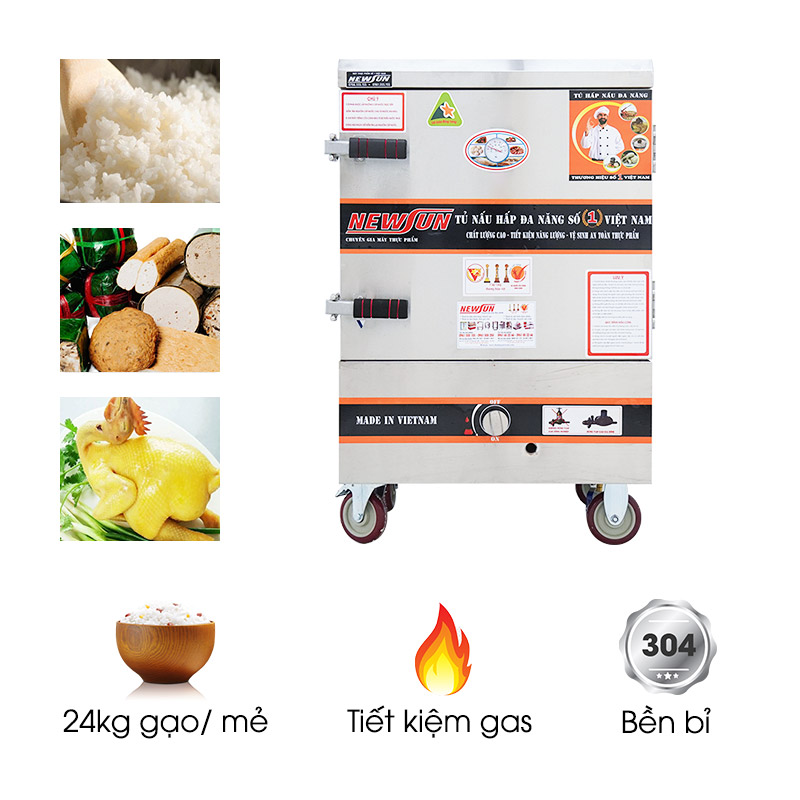 Tủ nấu cơm 6 khay dùng gas Việt Nam (24kg gạo/mẻ)