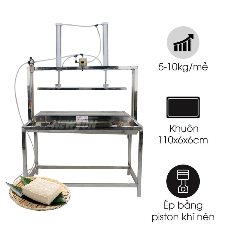 Máy ép đậu hũ bằng piston khí nén Việt Nam
