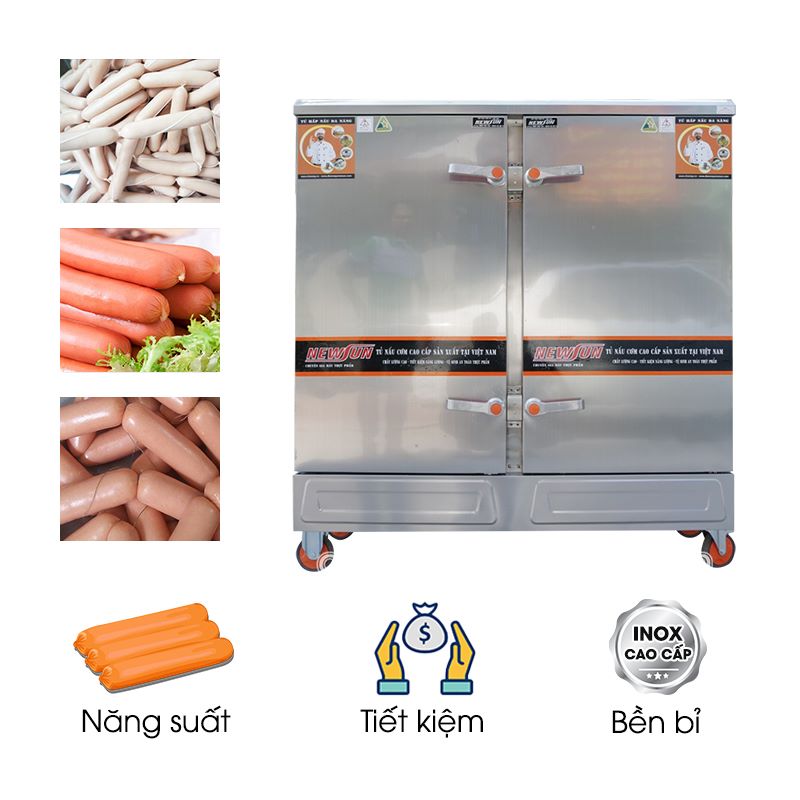 Tủ hấp xúc xích 2 cửa (150kg/mẻ)