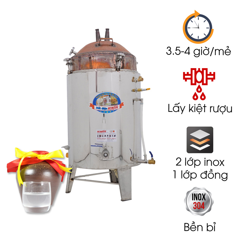 Nồi nấu rượu lõi đồng 50kg/mẻ