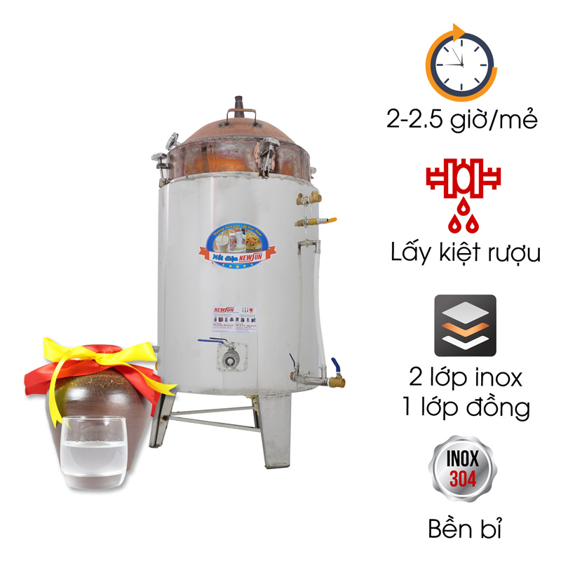 Nồi nấu rượu lõi đồng 20 kg/mẻ