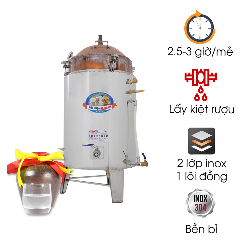 Nồi nấu rượu lõi đồng 30 kg/mẻ