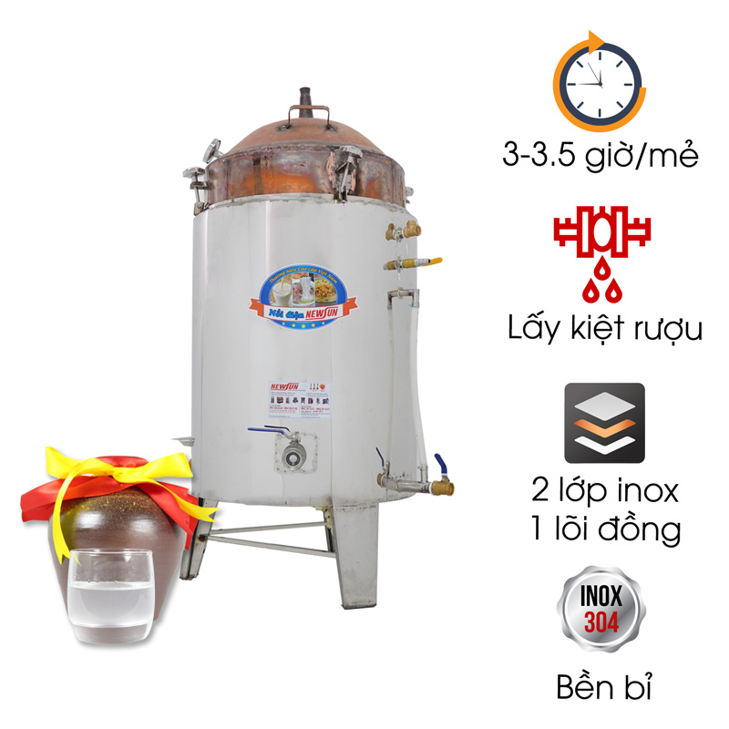 Nồi nấu rượu lõi đồng 40kg/mẻ