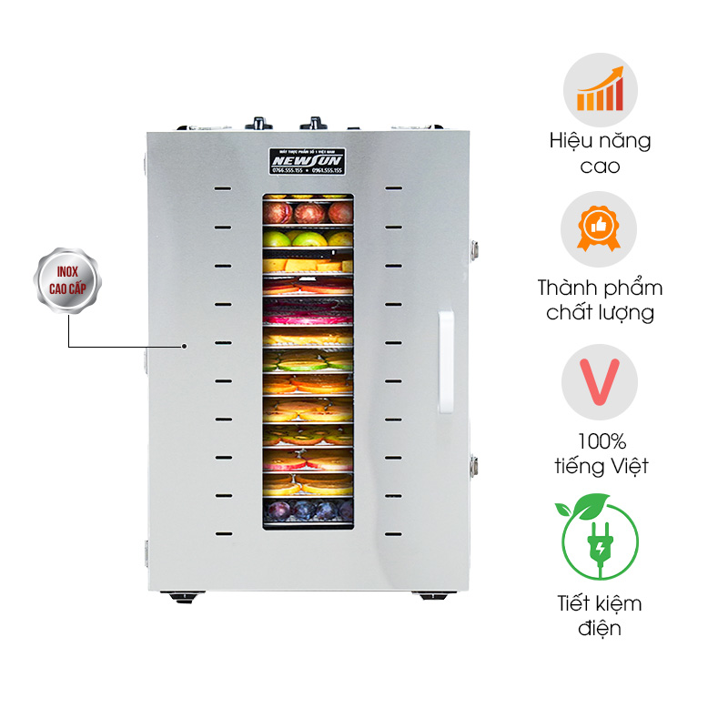Máy sấy hoa quả hiệu năng cao 16 khay