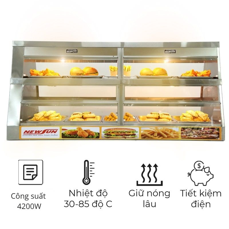 Tủ giữ nóng thực phẩm 2 tầng 1m8 HW-8P
