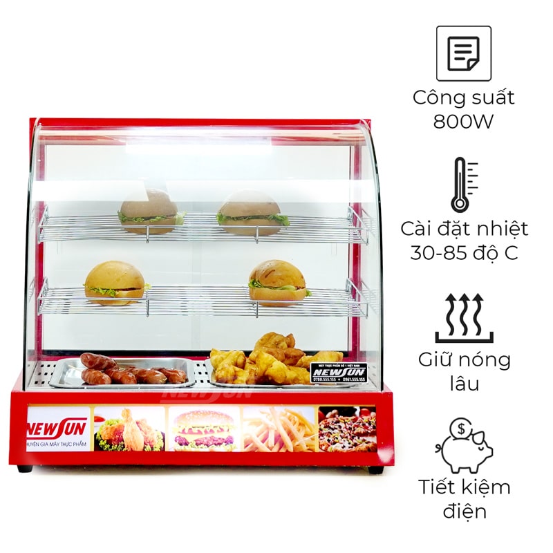 Tủ giữ nóng thực phẩm 2P (kính cong)