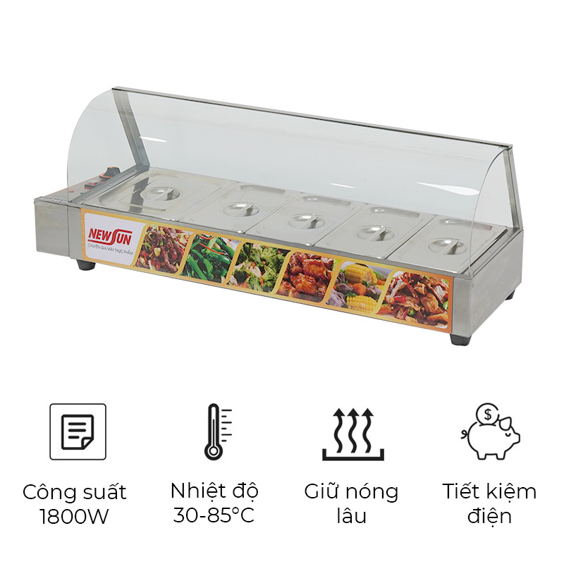 Bàn hâm nóng thức ăn có kính HBM-100