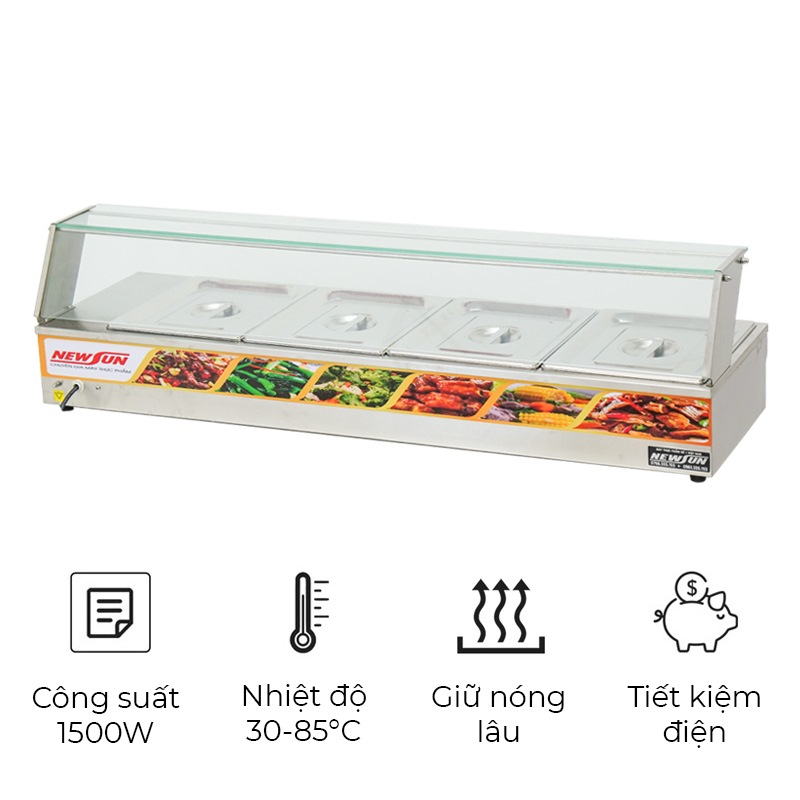 Bàn hâm nóng thức ăn có kính HBM-4D