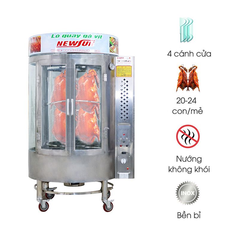Lò quay vịt than gas xoay 850 (4 cửa)