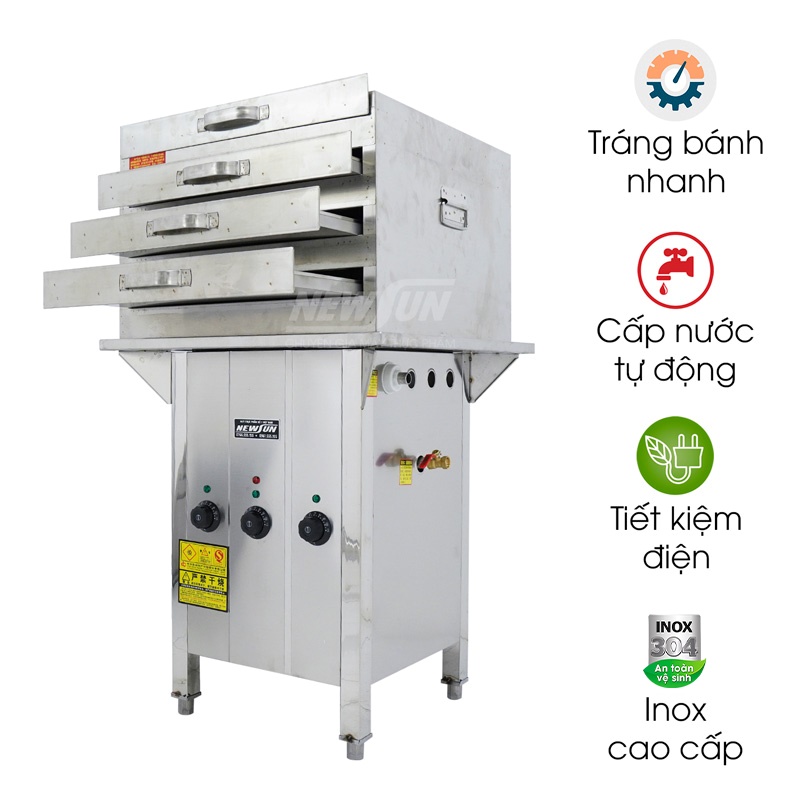 Máy tráng bánh cuốn bằng khay dùng điện (50×50)cm