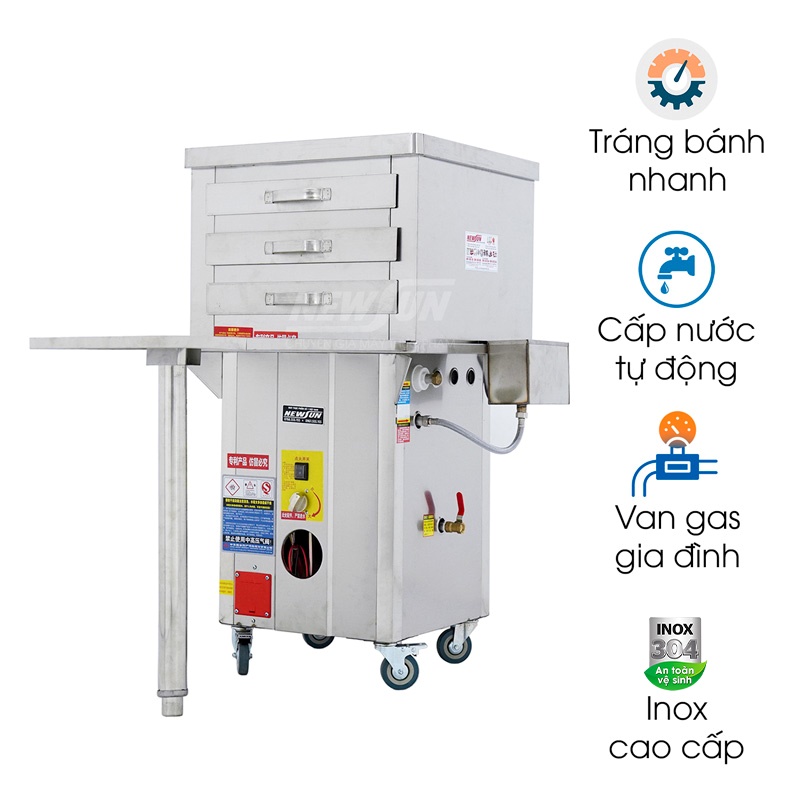 Máy tráng bánh cuốn bằng khay dùng gas (40×50)cm