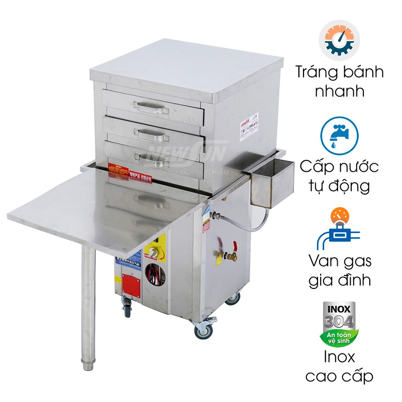 Máy tráng bánh cuốn bằng khay dùng gas (50×50)cm