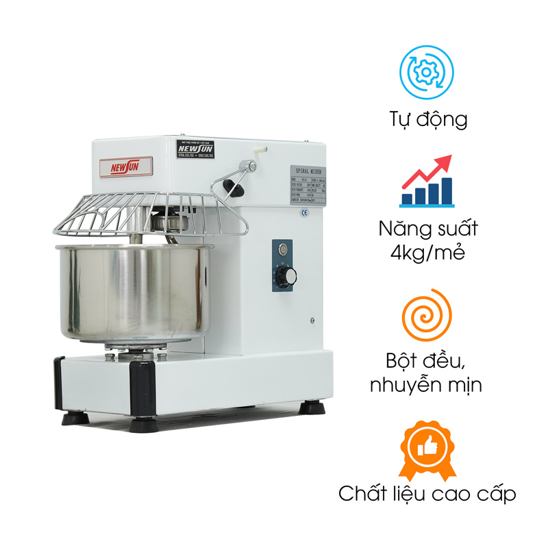 Máy trộn bột mì NEWSUN HS-10 4kg/mẻ (càng xoắn ốc)
