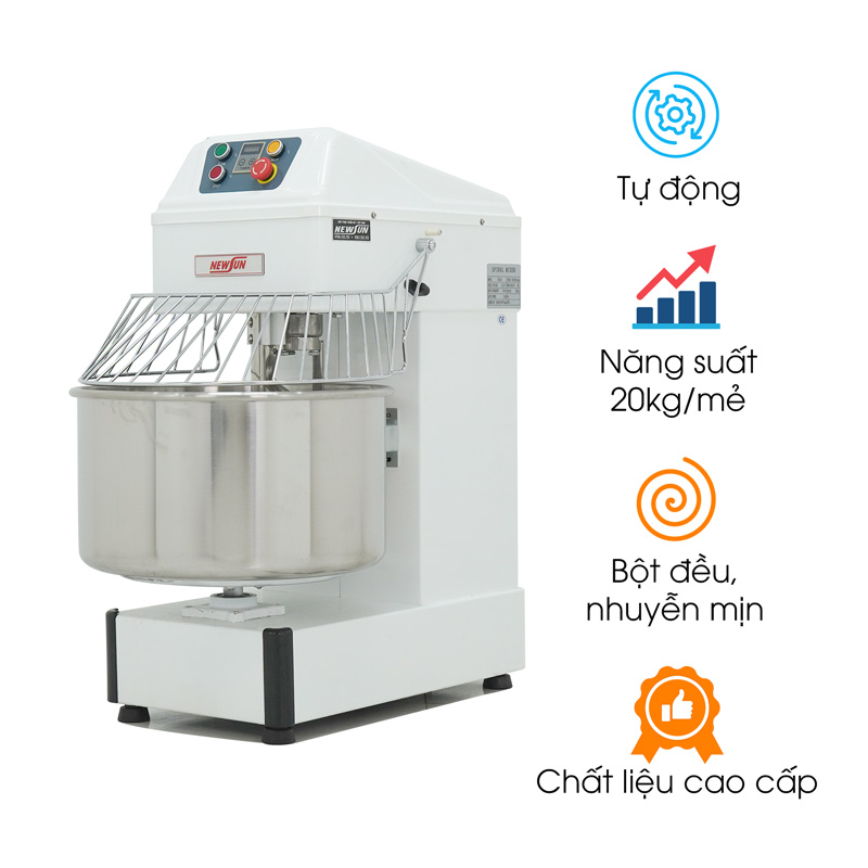 Máy trộn bột mì NEWSUN HS-50 20kg/mẻ (càng xoắn ốc)