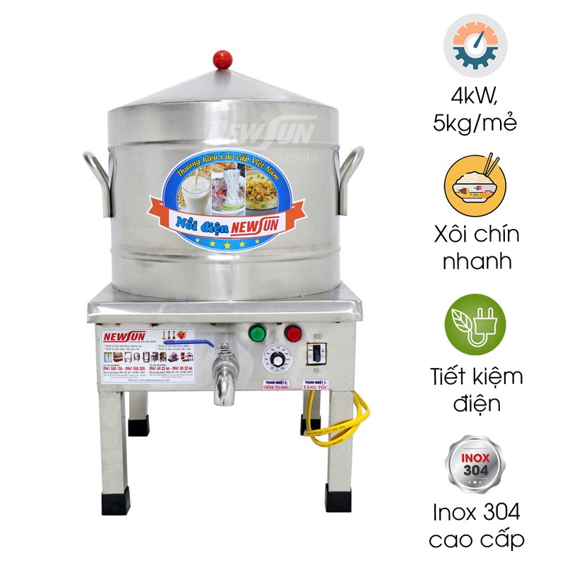 Nồi đồ xôi dùng điện 5kg/mẻ