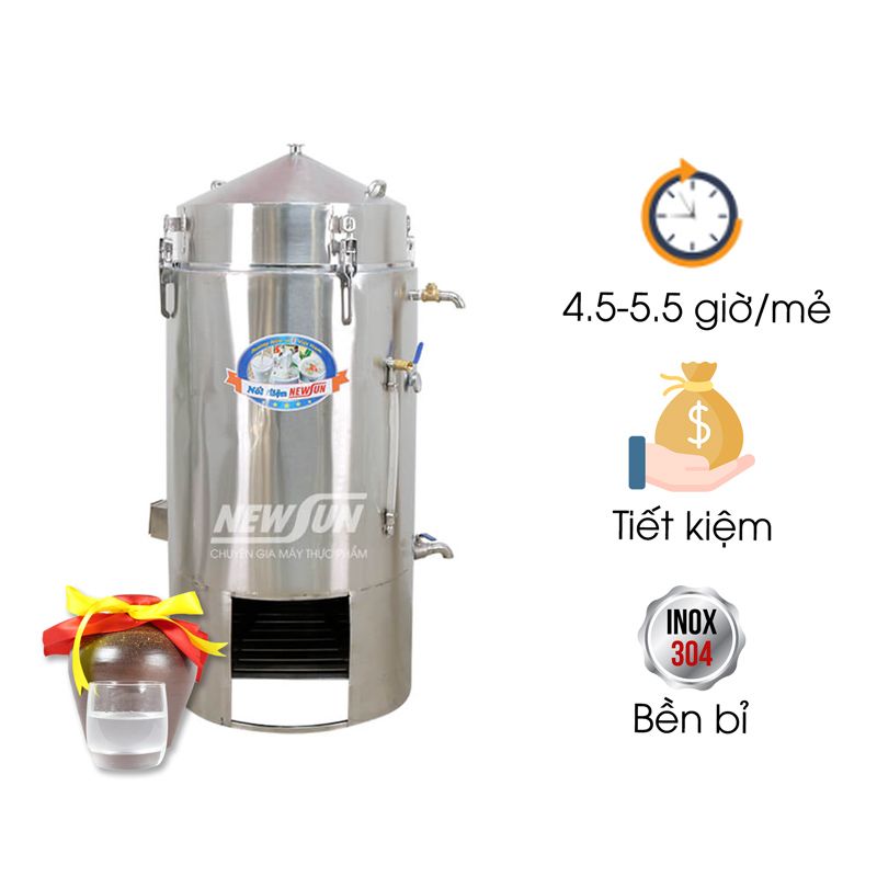 Nồi nấu rượu bằng củi 100 kg/mẻ