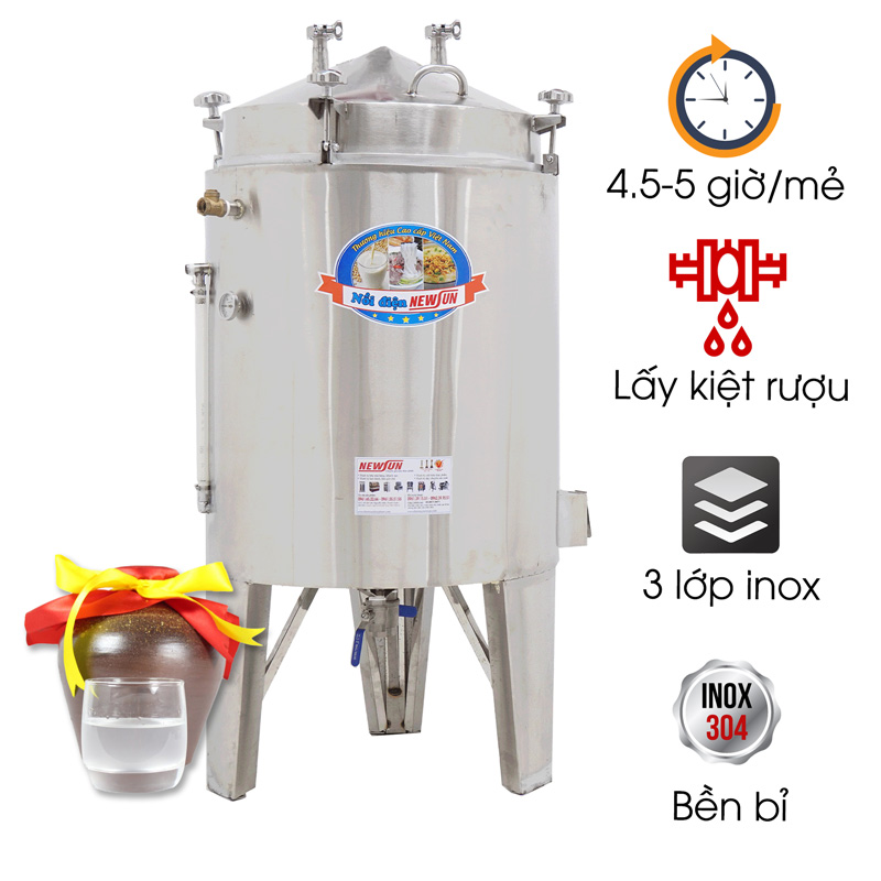 Nồi nấu rượu inox 100kg/mẻ