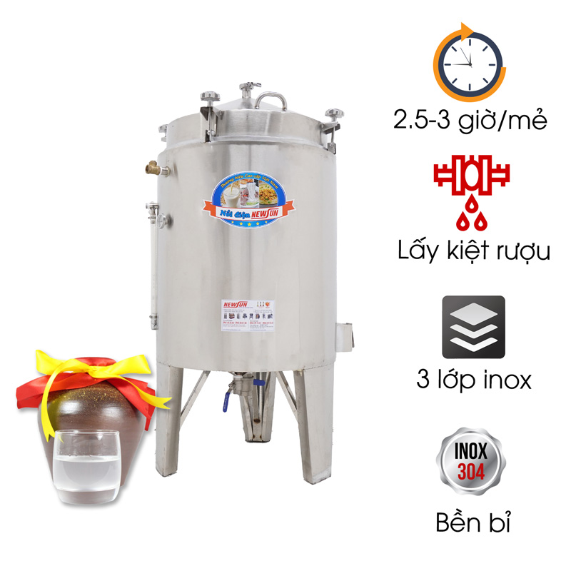 Nồi nấu rượu inox 30kg/mẻ