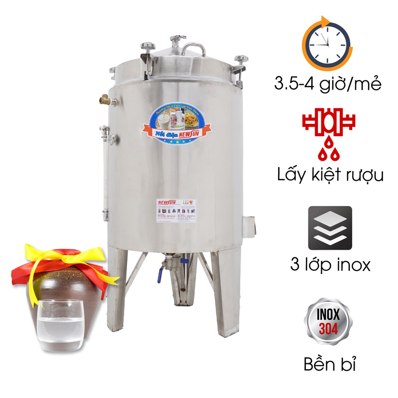 Nồi nấu rượu inox 50kg/mẻ