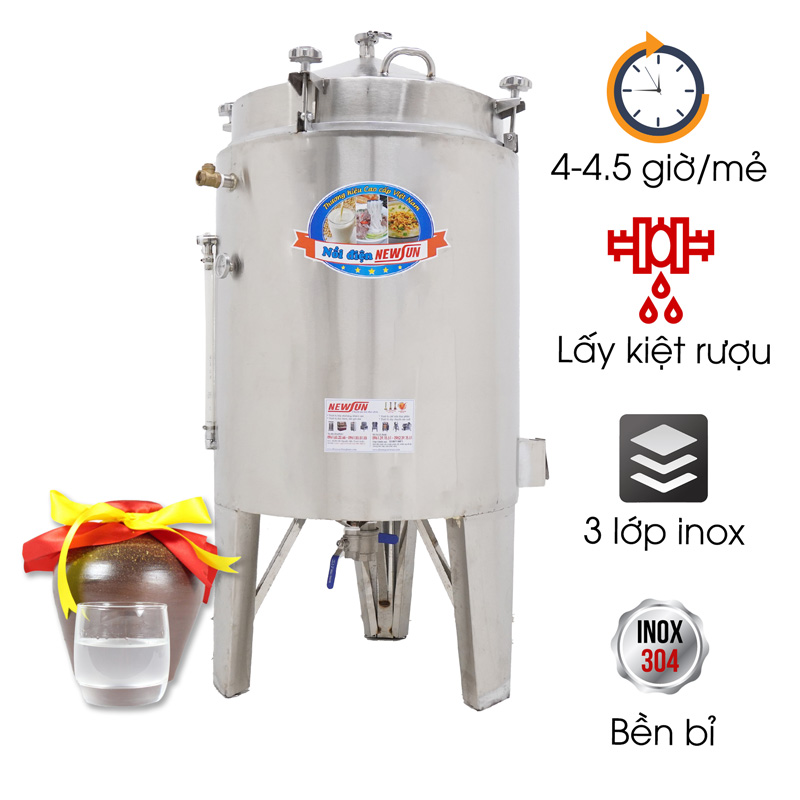 Nồi nấu rượu inox 80kg/mẻ