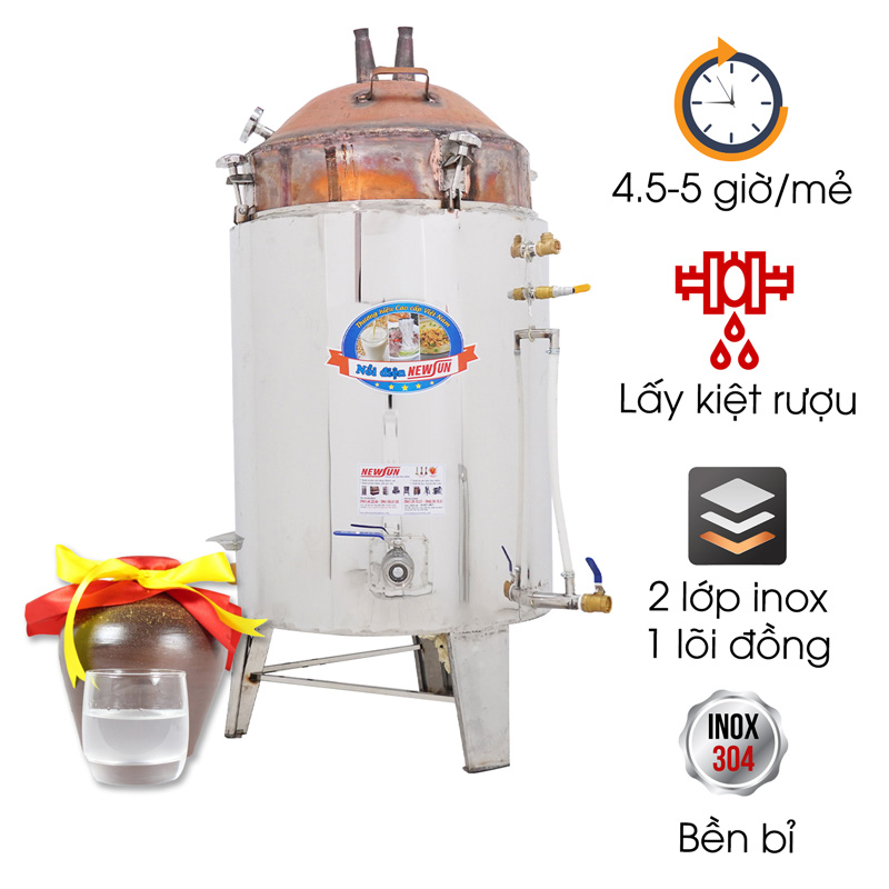 Nồi nấu rượu lõi đồng 100kg/mẻ
