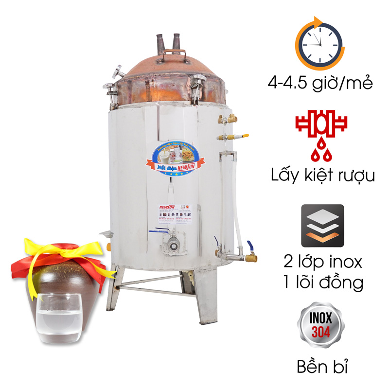 Nồi nấu rượu lõi đồng 80kg/mẻ