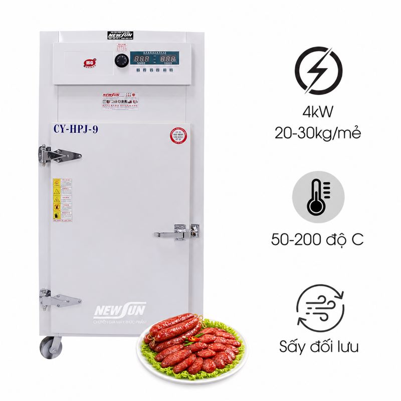 Tủ sấy lạp xưởng 9 khay (20-30kg/mẻ)