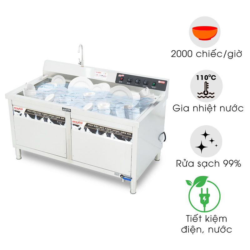 Máy rửa bát chén siêu âm chậu đơn WDJ-1500SS