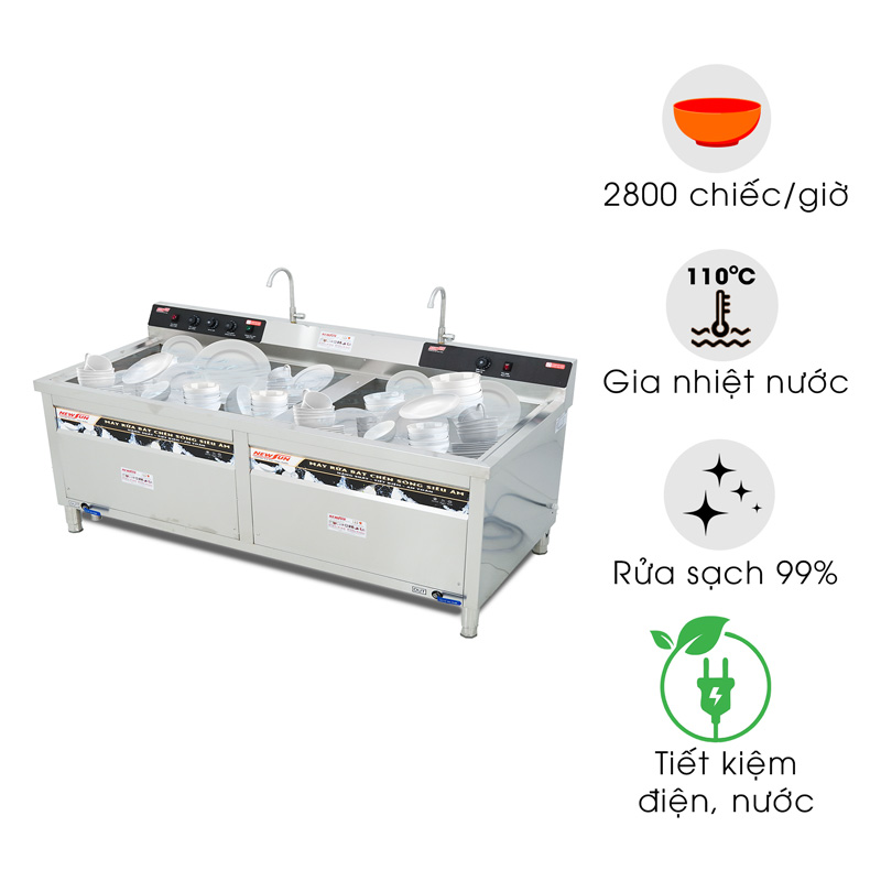 Máy rửa bát chén siêu âm chậu đôi WDJ-2000SS