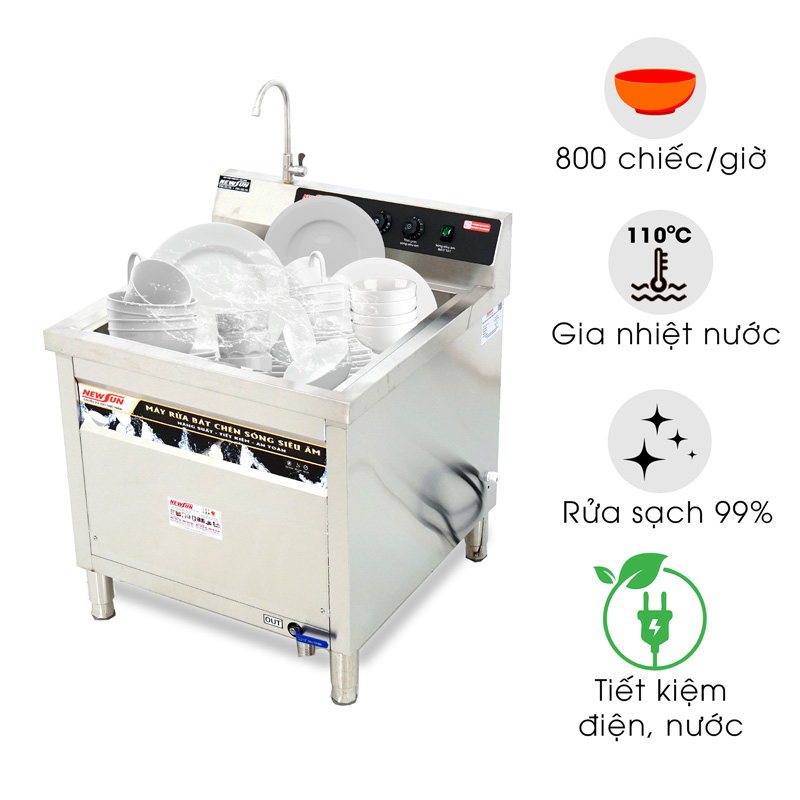 Máy rửa bát chén siêu âm chậu đơn WDJ-800SS