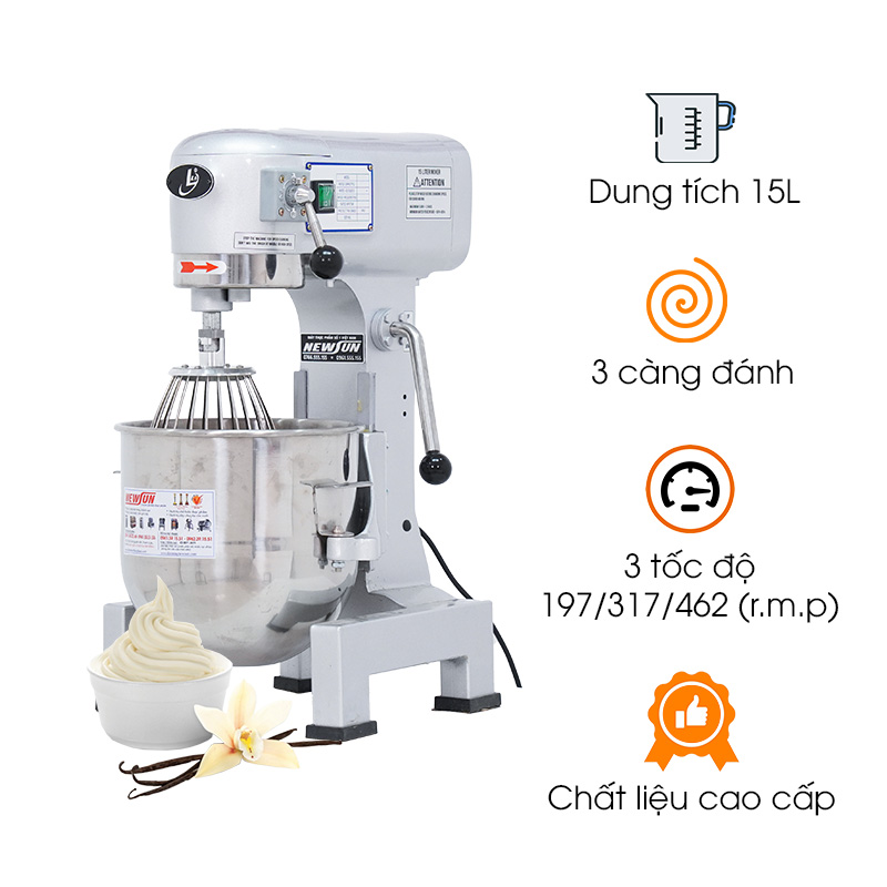 Máy trộn bột, đánh kem trứng 15 lít mẫu XF15L (cần gạt)