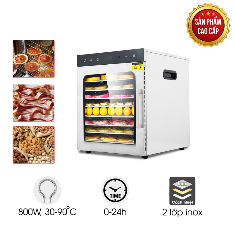 Máy sấy hoa quả 2 lớp 8 khay SS-08H (bảng điện tử)