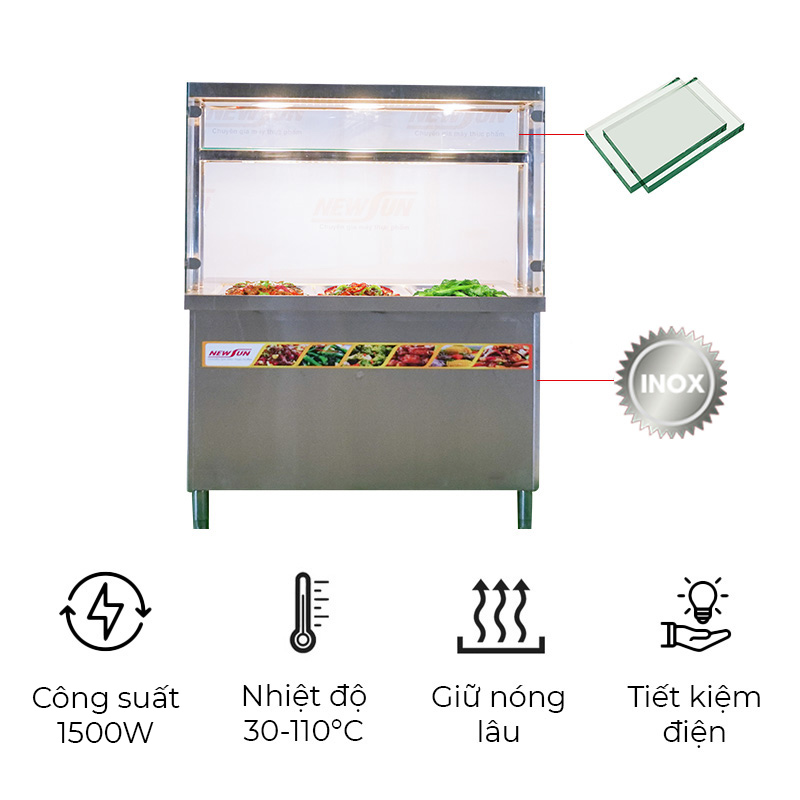 Tủ hâm nóng thức ăn kính vuông KV-1500