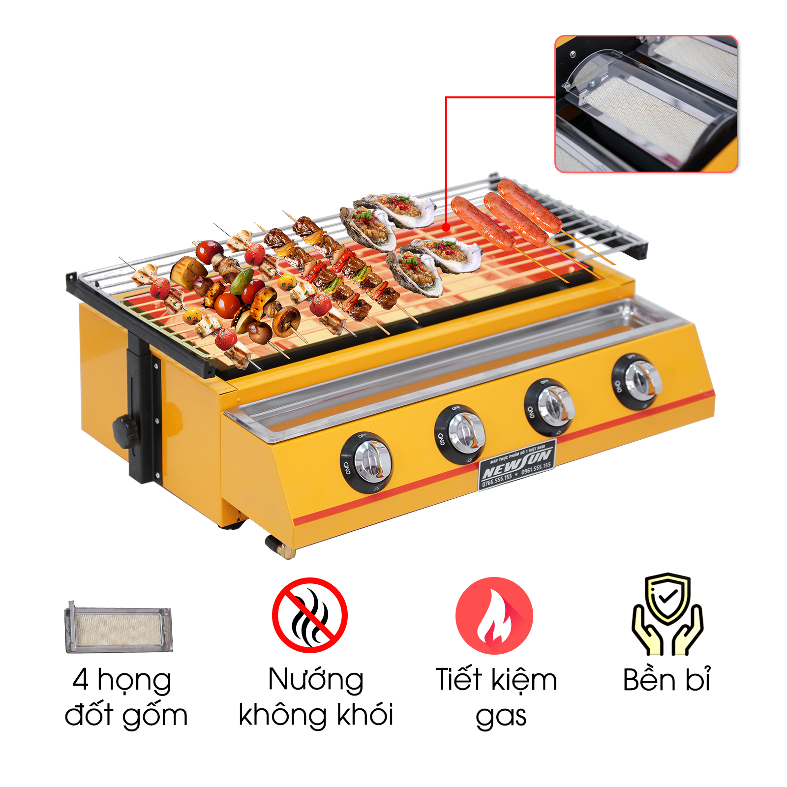 Bếp nướng gas 4 họng NS-ET-K222-B