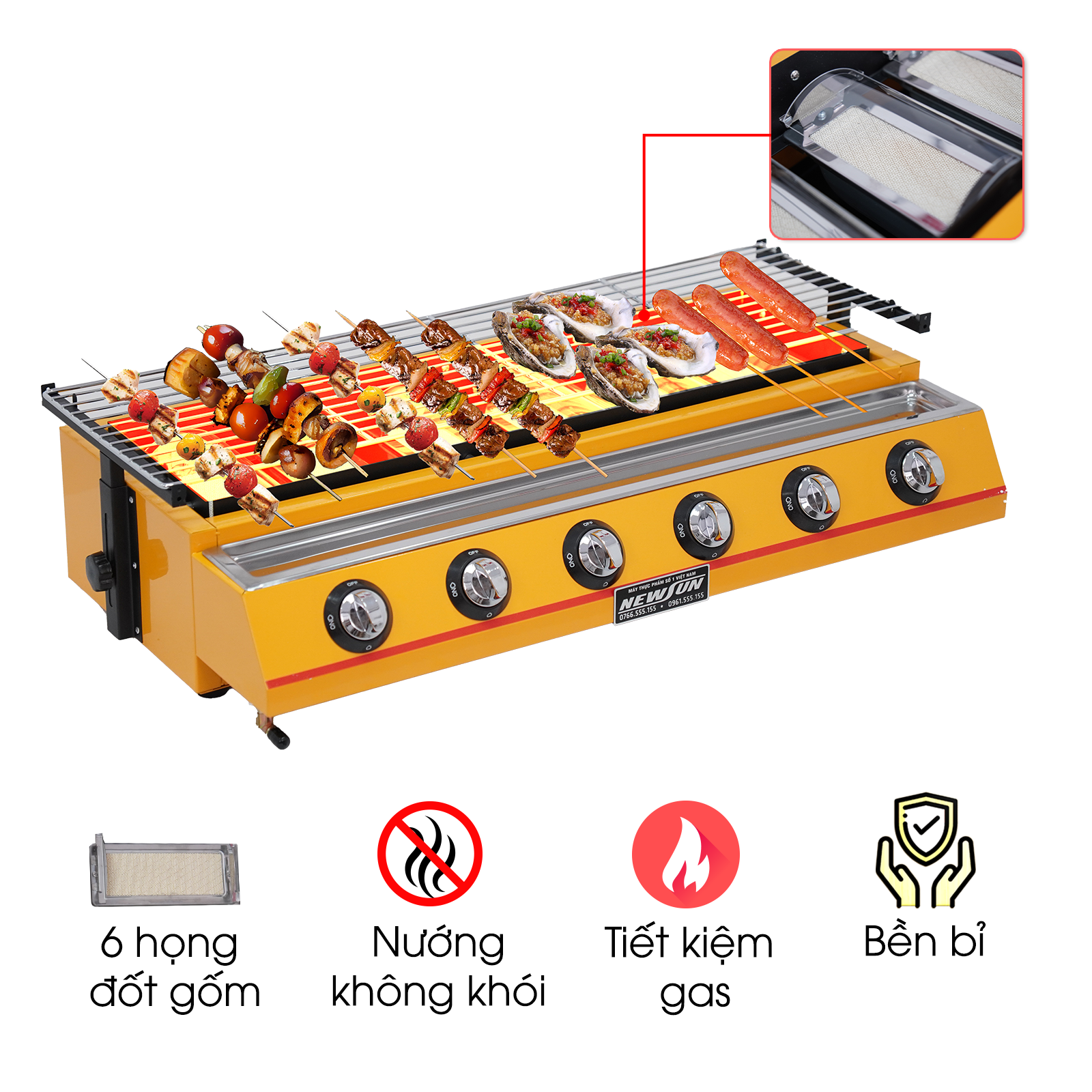 Bếp nướng gas 6 họng NS-ET-K233-B