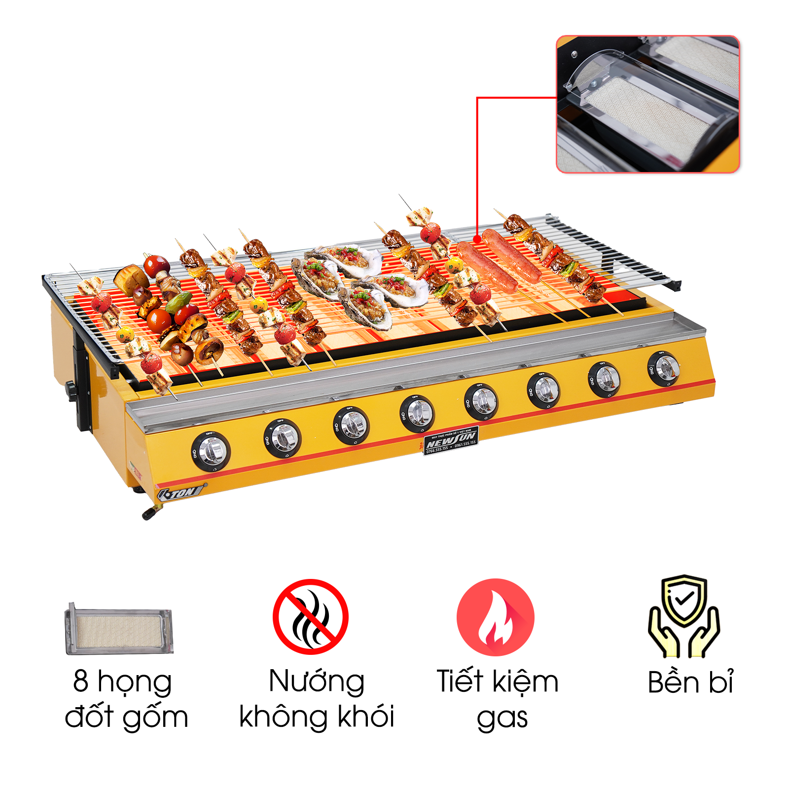 Bếp nướng gas 8 họng NS-ET-K288-B