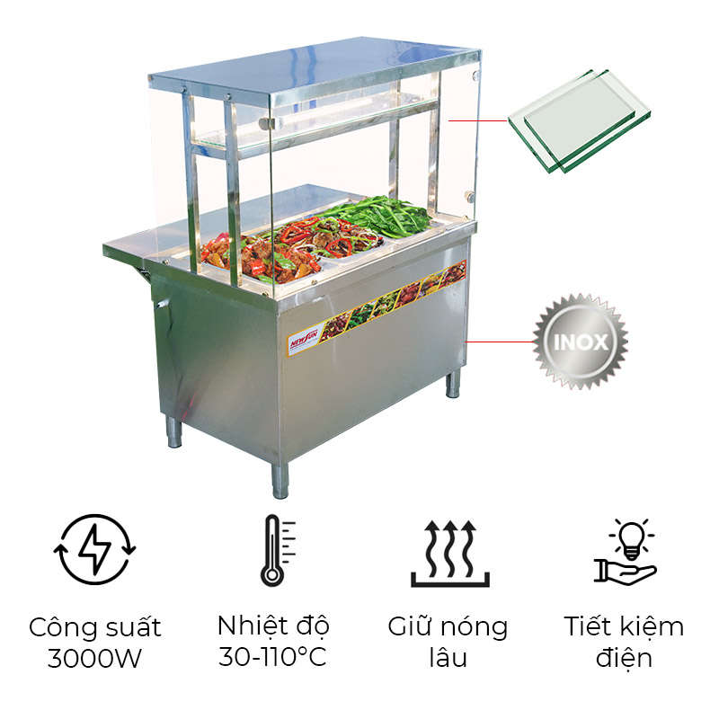 Tủ hâm nóng thức ăn kính vuông KV-2100