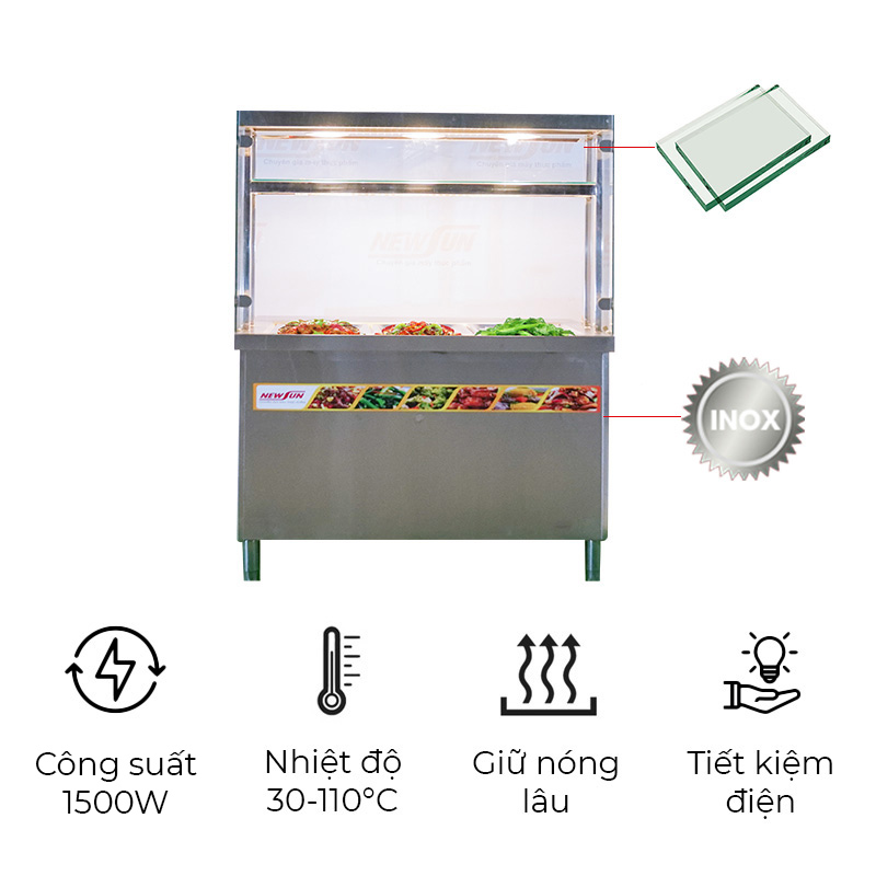 Tủ hâm nóng thức ăn kính vuông KV-1200