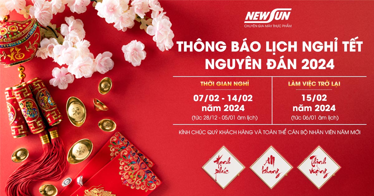 NEWSUN thông báo lịch nghỉ Tết Nguyên đán Giáp Thìn 2024