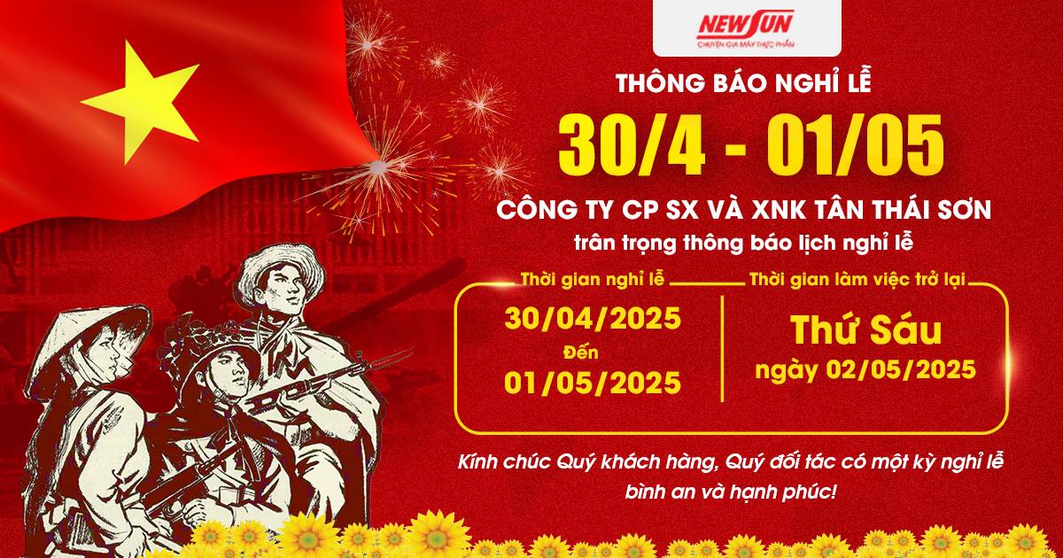 Điện máy NEWSUN thông báo lịch nghỉ lễ 30/4 – 1/5/2025 (2 ngày)