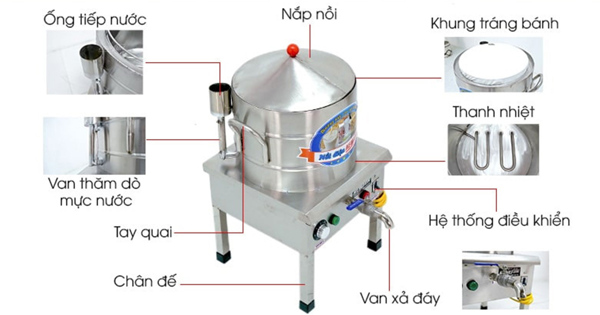 Cấu tạo nồi tráng bánh cuốn điện và nguyên lý hoạt động