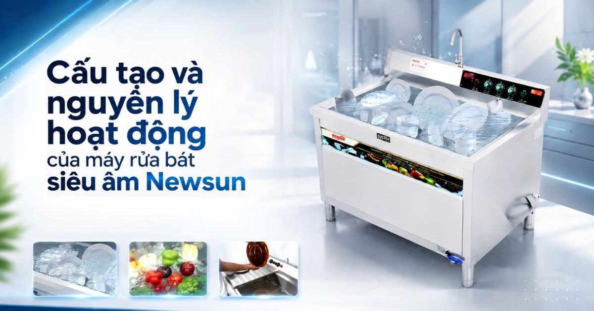 Cấu tạo và nguyên lý hoạt động của máy rửa bát siêu âm NEWSUN