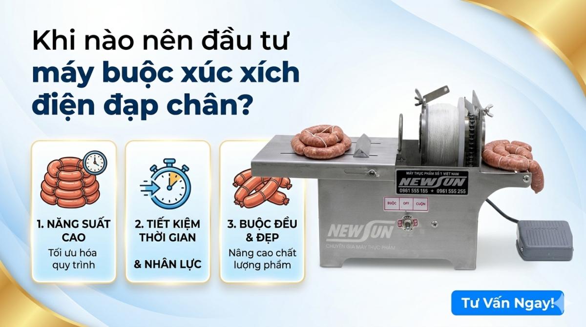 Khi nào nên đầu tư máy buộc xúc xích điện đạp chân?
