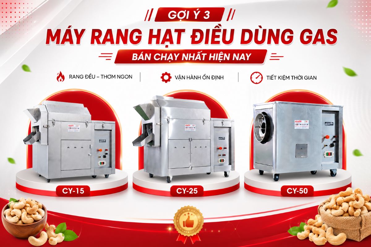Top 3 máy rang hạt điều hàng đầu | Tự động rang, chín đều hạt