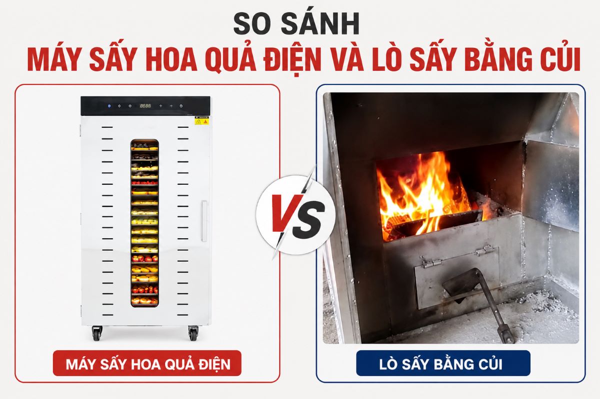 So sánh máy sấy hoa quả điện và lò sấy bằng củi: Nên chọn loại nào?