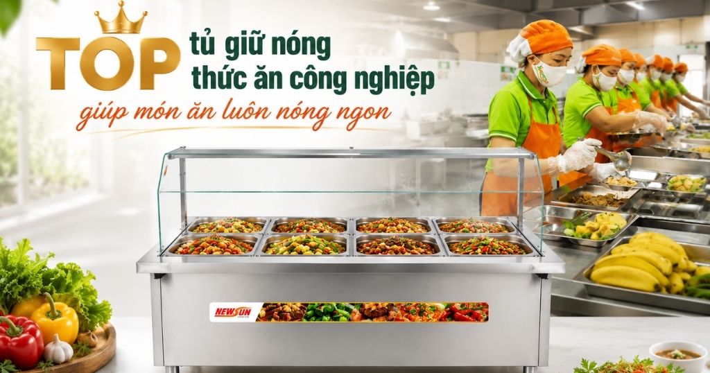 4 tủ giữ nóng thức ăn công nghiệp giữ nhiệt liên tục suốt giờ phục vụ