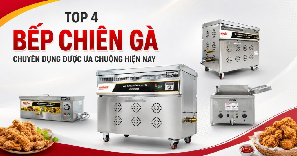TOP 4 bếp chiên gà chuyên dụng giúp quán chiên nhanh, vàng giòn đều