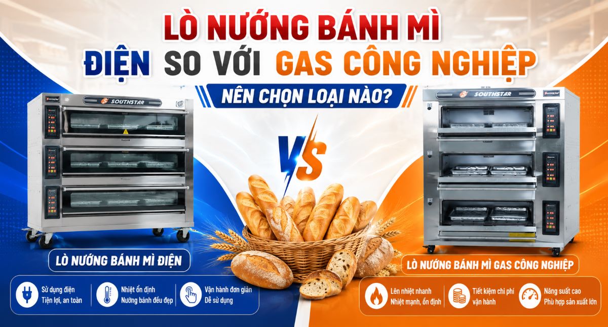 Lò nướng bánh mì điện so với lò nướng gas công nghiệp: Nên chọn loại nào?